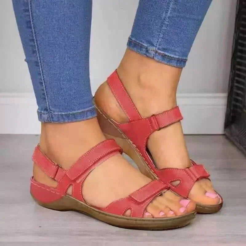 Outdoor Low Heels Platform Barefoot Beach Leather Casual Women's Sabot Shoes Flat Sandals Woman Summer 2023 Comfortable Elegant