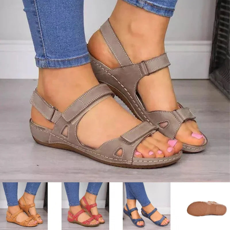 Outdoor Low Heels Platform Barefoot Beach Leather Casual Women's Sabot Shoes Flat Sandals Woman Summer 2023 Comfortable Elegant